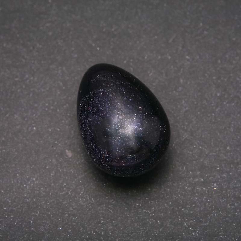 Souvenir Egg Made of Natural Stone Blue Sand Aventurine Night of Cairo, 35x25+/-mm