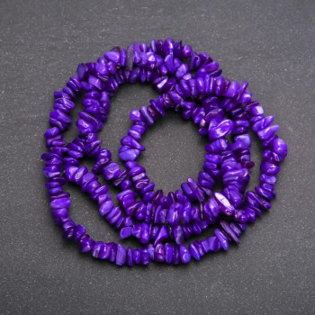 Beads on Fishing Line, Tinted Mother-of-Pearl Chips, Diameter 7 (+/-) mm, Length 80cm