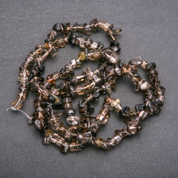 Beads on Fishing Line, Smoky Quartz Chips, Diameter 6 (+/-) mm, Length 80cm