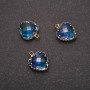 Pendant "Heart" Blue Color, Gold-Tone Setting 12x15mm