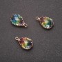 "Teardrop" Pendant, Rainbow Color, Gold-Tone Setting 10x17mm