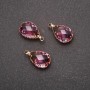 Pendant "Drop" Yellow-Raspberry Color, Gold-Tone Setting 10x17mm