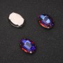 Price per Pack /10 pcs. Sew-on Crystal in Setting, Oval 10x14mm, Blue-Raspberry