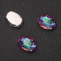 Price per Pack /10 pcs. Sew-on Crystal in Setting, Oval 10x14mm, Green-Raspberry