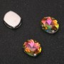 Price per Pack /10 pcs. Sew-on Crystal in Setting, Oval 10x12mm, Pink-Green