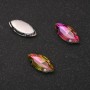 Price/Pack of 10 pcs. Sew-on Crystal in Prong Setting Oval 9x18mm Pink-Green