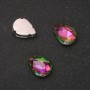 Price per pack /10 pcs. Sew-on crystal in claw setting Drop 10x14mm pink-green