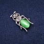 Beetle Brooch with Cat's Eye Cabochon and Rhinestones, 23x40mm