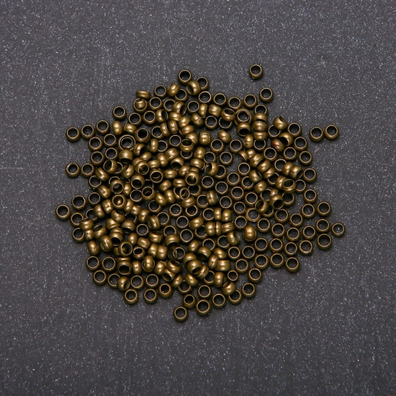 Crimp Bead Fixers, 3 mm diameter, metal color Bronze, 8 g