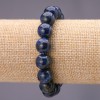 Natural Lapis Lazuli Bracelet, Smooth Round Beads, Diameter 12(+-)mm, Elastic Band, Length 18cm