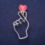 Sale! "Symbol of Love" Brooch with Red Enamel, Silver-Tone Metal 25x57mm