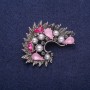 Sale! Accent Brooch with Pink Crystals and Faux Pearls, Silver-Tone Metal 35x45mm