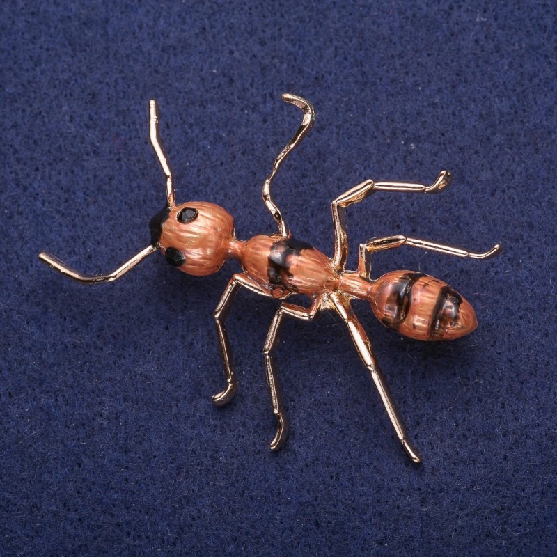 Sale! Ant Brooch, Enamel, Gold-Tone Metal 42x57mm