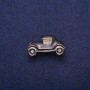Car Brooch, Black Enamel with Rhinestones, Gold-Tone Metal 17x29mm