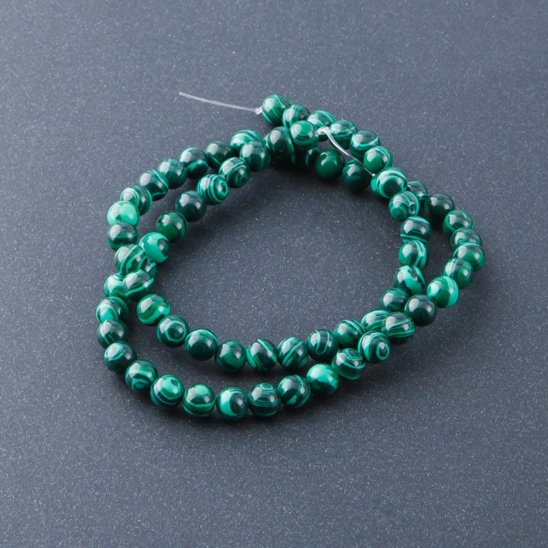 Malachite Beads on Thread, Pressed Malachite 6 mm, 39 cm