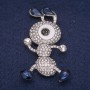 Ant Brooch with Rhinestones, Silver-Tone Metal 35x56mm