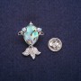 Sale! Fish Brooch with Abalone Cabochon and Rhinestones, Silver Metal 19x28mm