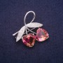 Sale! Branch Brooch with Yellow-Pink Crystals, Swarovski-Style, Silver-Tone Metal 35x37mm