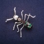 Sale! Ant Brooch with Enamel and Crystals, Silver-Tone Metal 44x45mm