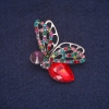Sale! Butterfly Brooch with Crystals, Silver-Tone Metal 28x45mm