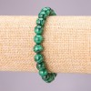 Natural Malachite Stone Bracelet on Elastic Cord, Smooth Round Beads, Diameter 8(+-)mm, Length 18cm