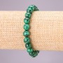 Natural Malachite Stone Bracelet on Elastic Cord, Smooth Round Beads, Diameter 8(+-)mm, Length 18cm