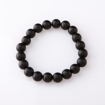 Bracelet on Elastic Band Shungite (Artificial) Smooth Round 6mm, length 18cm +