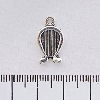 Lyre Pendant Finding, Silver Metal Color, 20mm, Pack 20g +/-21pcs