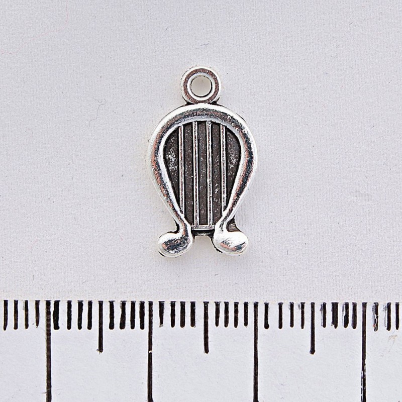 Lyre Pendant Finding, Silver Metal Color, 20mm, Pack 20g +/-21pcs
