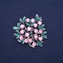 Twig with Pink Cat's Eye Brooch, Green Enamel, Silver-Tone Metal, 51x53mm