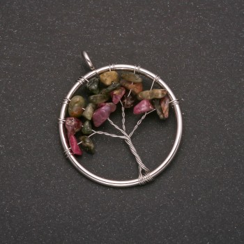 "Tree of Happiness" Tourmaline Pendant, Diameter 30mm