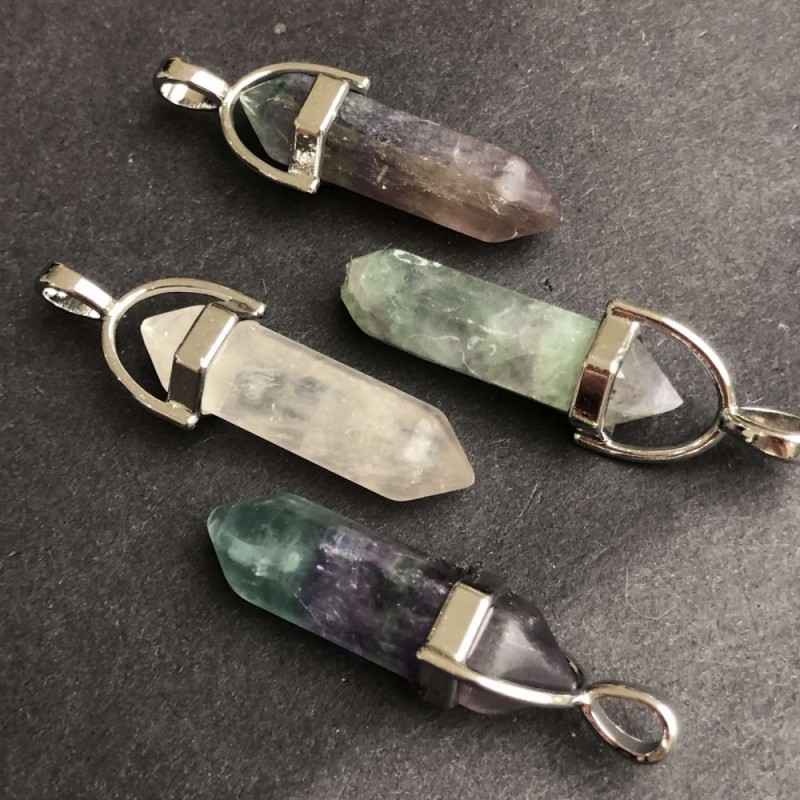 Pendant Hexagon Stone Fluorite 39×32×9 mm