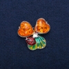 Brooch Pendant Ladybug with Amber (Imitation) Cabochons, Enamel, Silver-Tone Metal 35x37mm
