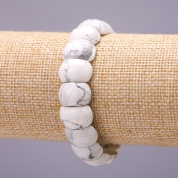 Cacholong Bracelet Link 10x15(+-) on Elastic, Length 18cm