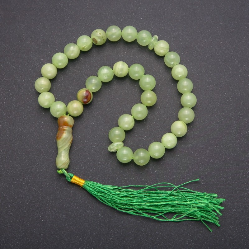 Onyx Prayer Beads, 33 Beads, Diameter 10mm+