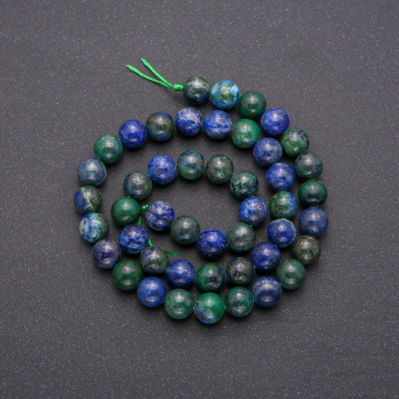 Azurite Natural Stone Beads, Smooth Round, Diameter 8.5(+-)mm, Strand Length 38+-cm