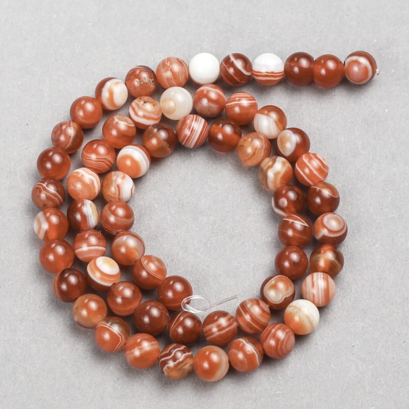 Orange Agate Beads on Thread, Smooth Round, Diameter 10mm (+/-), Length 38cm+