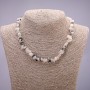 Necklace, natural stone, rutilated quartz chips, diameter 7(+-)mm, length 45-50cm with extension chain