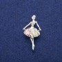 Sale! Ballerina Brooch with Abalone Mother-of-Pearl and Rhinestones 23x44mm, Silver-Tone Metal
