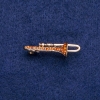 Trumpet Brooch with Yellow Rhinestones 15x41mm, Gold-Tone Metal