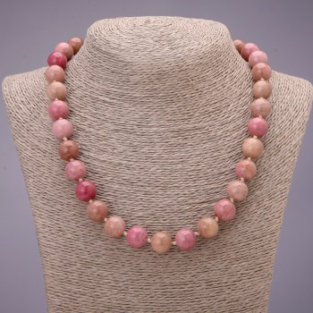 Natural Stone Rhodochrosite Necklace, Smooth Round Beads, Diameter 12(+-)mm, Length 48cm