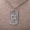 Star of David Pendant, 30×48mm, on Chain, 65cm Length, Silver Color Metal
