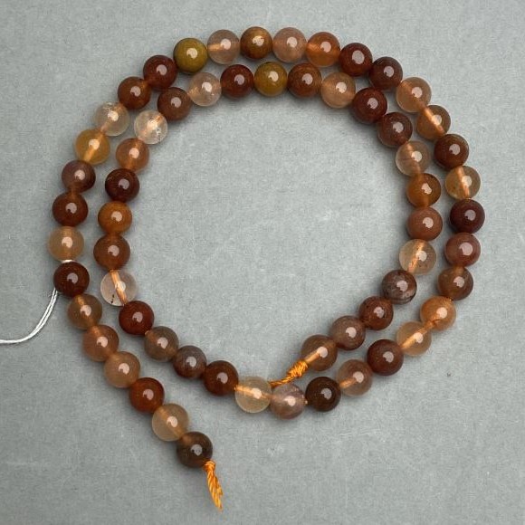 Rutilated Quartz Beads, Smooth Round 6 mm, 38 cm strand