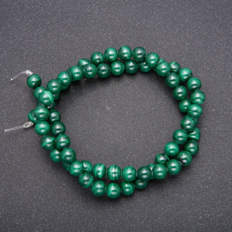 Natural Malachite Stone Beads, Smooth Round, Diameter 6 (+/-) mm, Length 38cm