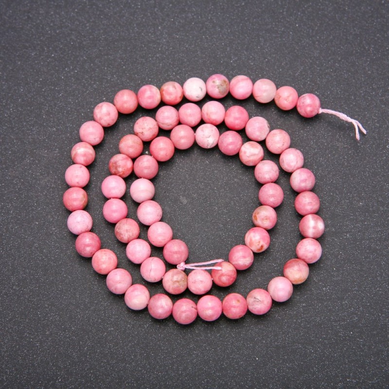 Natural Rhodochrosite Stone Beads, Smooth Round, Diameter 6 (+/-) mm, Length 38cm