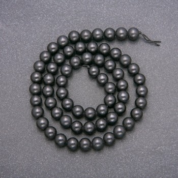 Shungite Natural Stone Beads on Strand, Smooth Round Bead, 6mm +/-, 38cm Length