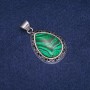 Teardrop Pendant Malachite (Pressed) in Antique-Style Setting, 27x39mm