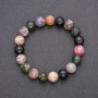 Natural Tourmaline Stone Bracelet on Elastic Band, Smooth Bead, Diameter 10(+/-)mm, Circumference 18cm