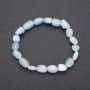 Natural Aquamarine Stone Bracelet on Elastic Band, Tumbled, Diameter 7x10(+-)mm, Circumference 18cm