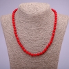 Pressed Coral Necklace, Smooth Round Beads, Diameter 6(+-)mm, Length 45cm